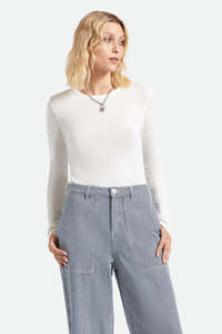 Essentials Womens: Brixton Carefree Organic L/S Tee Off White