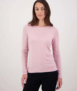 Swanndri Cass Womens LS Merino Top Pink Salt