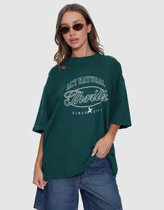 Womens Tops 1: Thrills Standard Issue Waffle Oversized Tee Varsity Green