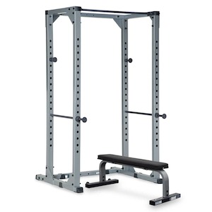 Benches Racks Stands: HART Power Rack Combo Flat Bench