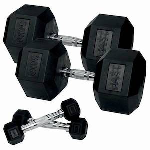 Dumbbells: HART Rubber Hex Dumbbell Set - 1kg to 50kg