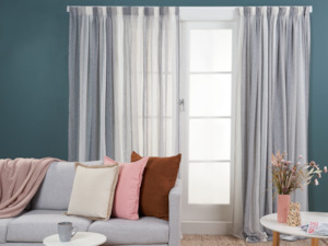Net Voile And Sheer Curtains: Montserrat Stripe Sheer Curtains - Smoke/White/Grey