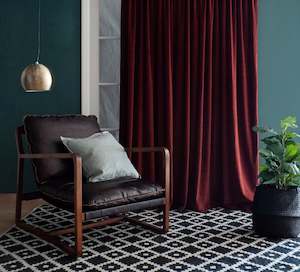 Curtains: Remy Recycled Velvet Pencil Pleat Ready Made Curtains - Russet