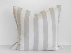 Ava Linen Filled Cushion - Wide Natural Stripe