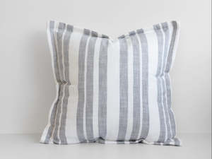 Filled Cushions: Laguna Stripe Filled Cushion - Light Grey/White