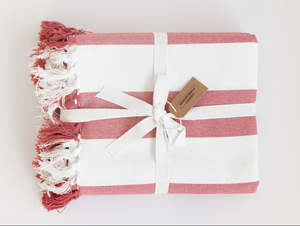 Throws: Coronado Stripe Throw - Brick/White