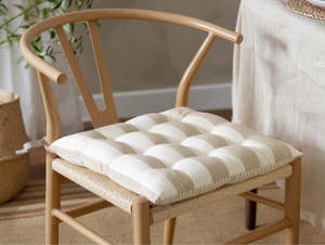 Accessories: Hahei Stripe Chair Pad - Beige