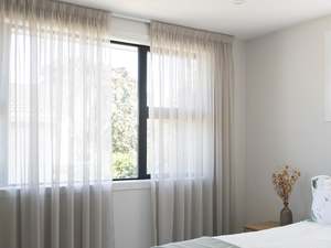 Ready Made Curtains: Awaroa Sheer Curtains - Ecru