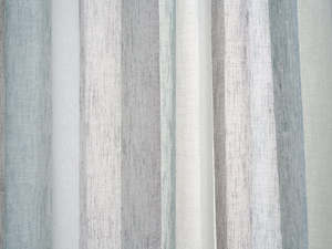 Clearance Offers: Montserrat Stripe Sheer Fabric - Duck Egg/White/Grey