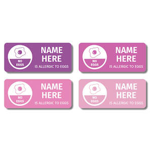 Name Labels: Magenta Rectangle Allergy Labels (Pack of 32)