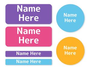 Name Labels: Multi Colour - Vivid -  Mixed Name Label Pack