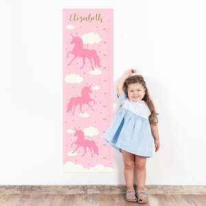 Pink Unicorn Wall Decal Height Chart