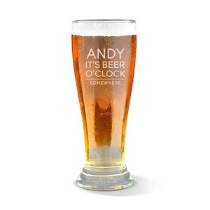 Engraved Glassware: Somewhere Premium 285ml Beer Glass