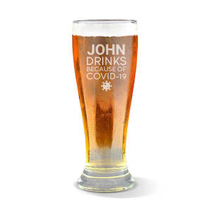 Engraved Glassware: Covid Premium 285ml Beer Glass