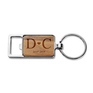 Love Rectangle Metal Keyring