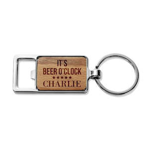 Beer O'Clock Rectangle Metal Keyring