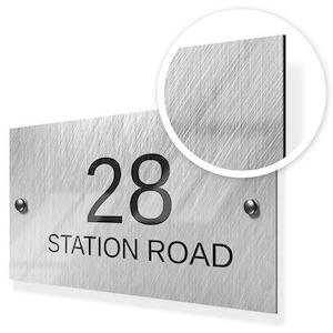 House Signs: Weave Pattern Metal House Sign