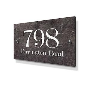 House Signs: Stone Effect Metal House Sign