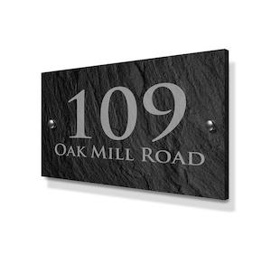 House Signs: Slate Effect Large Metal House Sign