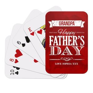 Red Happy Father's Day Playing Cards