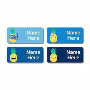 Rectangle Name Labels: Pineapple Rectangle Name Labels (Pack of 32)