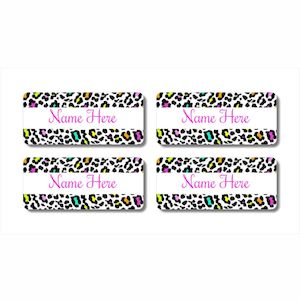 Leopard Print Rectangle Name Labels (Pack of 32)