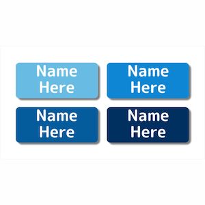 Rectangle Name Labels: Multi Colour - Blues Rectangle Name Labels (Pack of 32)