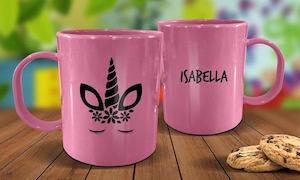 Pink Mugs: Unicorn Plastic Mug - Pink