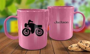Pink Mugs: Motorbike Plastic Mug - Pink
