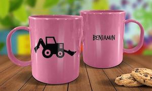 Pink Mugs: Little Digger Plastic Mug - Pink