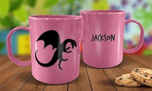 Pink Mugs: Dragon Plastic Mug - Pink