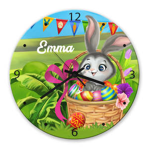 Easter Bunny Glass Clock