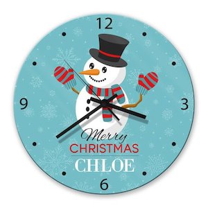Snowman Glass Clock