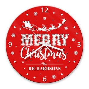 Santa Sleigh Glass Clock