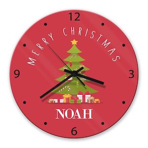 Glass Wall Clocks: Christmas Tree Glass Clock