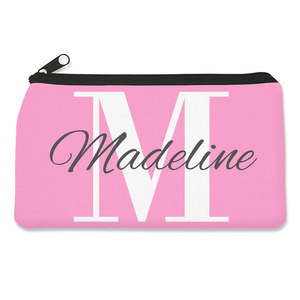 Pencil Cases: Pink Monogram Pencil Case - Small