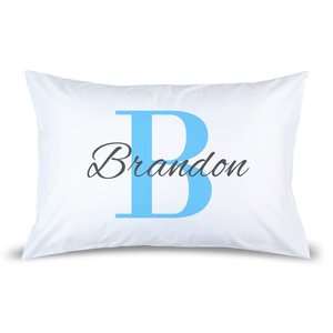 Pillow Cases: Blue Monogram Pillow Case