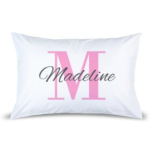 Pillow Cases: Pink Monogram Pillow Case