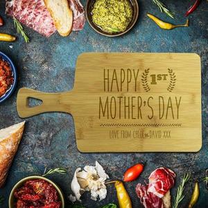 Rectangle Bamboo Serving Boards: 1st Mother's Day Rectangle Bamboo Serving Board