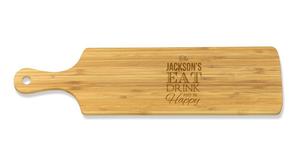 Long Rectangle Serving Boards: Eat Drink Long Bamboo Serving Board