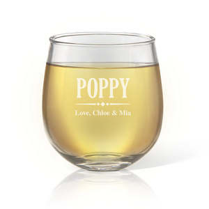 Engraved Stemless Wine Glasses: Poppy Stemless Wine Glass