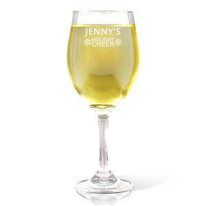 Engraved Wine Gasses: Holiday Cheer Wine Glass 410ml