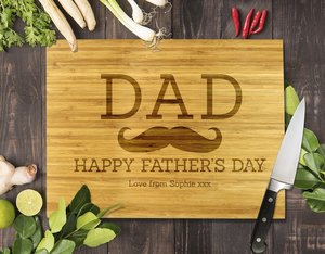 Fathers Day Bamboo Boards: Dad Moustache Bamboo Cutting Board 8x11