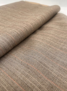 MILES WOOL/POLYESTER BROWN HERRINGBONE STRIPE (1.3M)