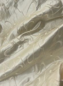 Silk Satin Sewing Fabrics: EMBROIDERED SQUIGGLE SILK SATIN (2.3m)