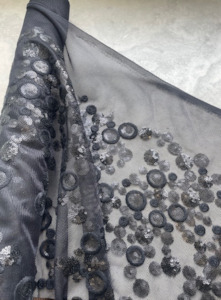 Fabric Cotton Linen Silk Wool: CIRCULOS SPANISH SEQUIN ON NYLON MESH BASE (1.9m Length)