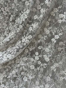 Bridal Fabrics Trimmings: PHOEBE ASCENDING EMBROIDERED LACE WITH DELICATE SEQUENCE & TINY BEADS