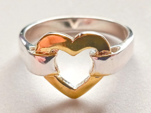 Gold & Silver Plated Heart Ring (NZ Size P | US Size 7 1/2)