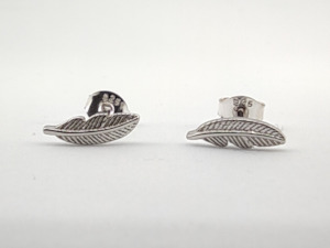 Sterling Silver Feather Stud Earrings