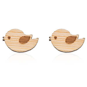 Earrings: Wooden Bird Earrings
